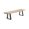 Alaia bench in solid acacia wood with black steel legs, 180 cm
