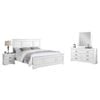 4 Pieces Bedroom Suite in Solid Wood & MDF King Size White Colour Bed, Bedside Table & Dresser