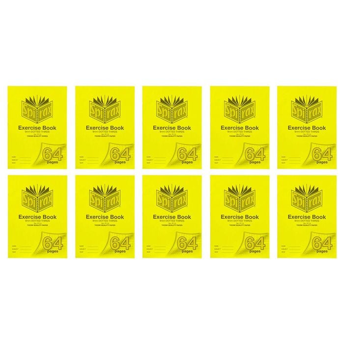 10x Spirax P115 Protective Pp Cover Exercise Book A4 64 Pages 9mm Dotted Yellow