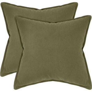 Gioia Casa Twin-pack Linen-cotton Blend European Pillowcases - Olive Green, 65cm × 65cm
