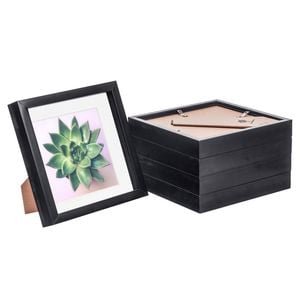 Nicola Spring 5 Piece 8 x 8 3D Shadow Box Photo Frame Set - Craft Display Picture Frame with 6 x 6 Mount - Black