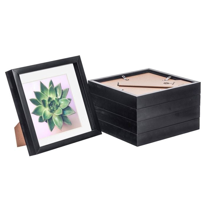 Nicola Spring 5 Piece 8 x 8 3D Shadow Box Photo Frame Set - Craft Display Picture Frame with 6 x 6 Mount - Black