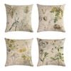 Catzon 4 Pcs Nature Throw Pillow Covers Square Linen Pillowcase for Couch