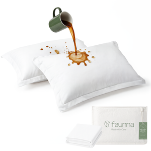 FAUNNA Waterproof Anti-mite Pillowcases - Queen Size - 2 Pack - White