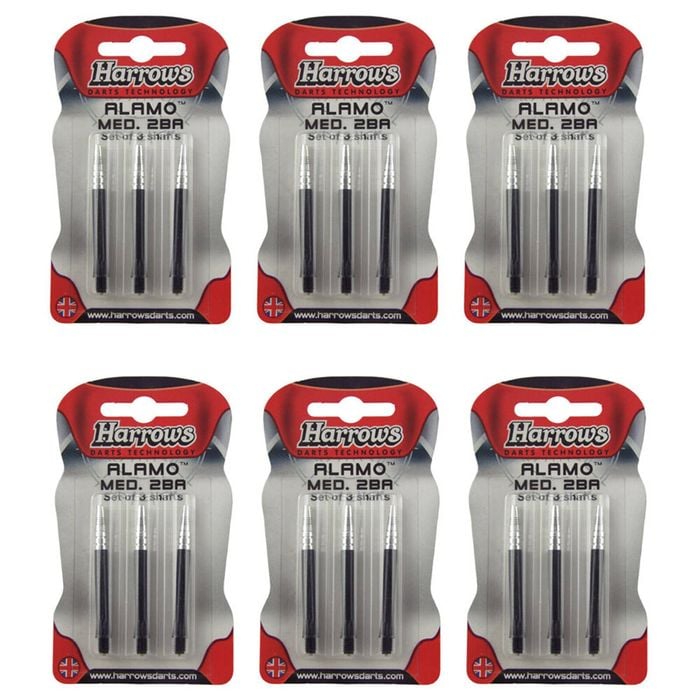 6x 3pc Harrows Alamo Dart Flights Shafts Sports Accessory 2BA Medium Black
