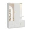 Ufurniture 3 Doors Armoire Wardrobe Closet Mirror & Motion Sensor Light White