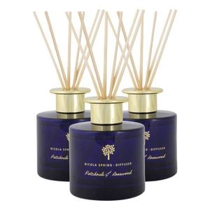 Reed Diffusers - 200ml - Patchouli & Rosewood - Pack of 3 - Sweet Creamy Fragrance with 8 Reeds Each Long Lasting