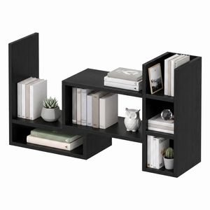 Advwin 3-tier Desk Bookshelf with Locking Bolts Space Saving Storage Shelf Black