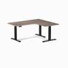 Desky L-shape Sit To Stand Natural Walnut Melamine Desk 1600x1400mm - Right Return Height Adjustable Matte Black Leg