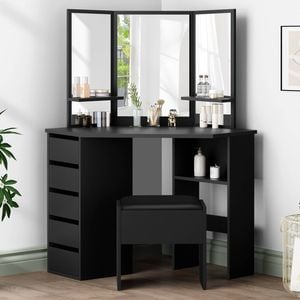 Alfordson Dressing Table Stool Set Black