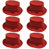 6x SATIN TOP HAT Costume Party Cap Fancy Dress Trilby Fedora One Size BULK Red