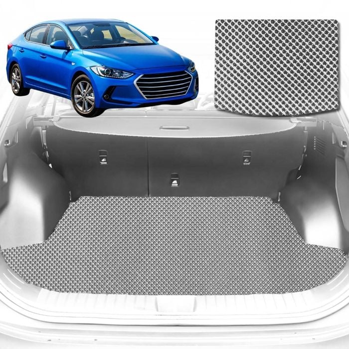 6D Diamond Car Boot Mat for Hyundai Elantra AD2016-2020-Sedan-Cargo Mat-Grey-Outback GT