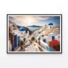 Streets Of Santorini, Flowers  Print 100% Australian Made 90x60cm  (poster)