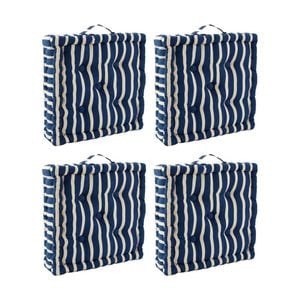 4pk Cdsi Essential Box Cushion Stripe Recycled Cotton Polyester Blue 40x40x8cm