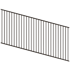 ProtectorAl 1201-2400W x 1200H Satin Black Flat Top Square Picket Pool Fence Panel Raked Up to 15º - Black