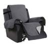 Smarcute 1 Seater Quilted Reversible Pet Friendly Non-Slip Recliner Chair Cover with Straps Grey