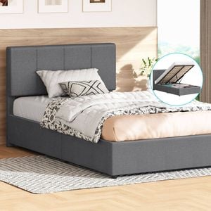 Alfordson Bed Frame King Single Gas Lift Storage Grey