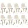 Oikiture 8x Dining Chairs Kitchen Accent Chair Lounge Sherpa White and Wooden