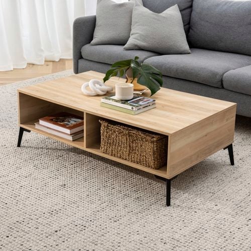 Groove Oak Hunter Coffee Table in living room with storage, style and practicality in mind