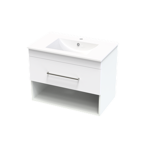 Clearlite 750mm Ultra Gloss White Cashmere Vanity Draw Open
