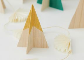 Close-up shot of handmade paper Christmas triangles