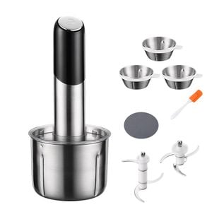 Catzon Electric Food Processor Includes Stainless Steel Cup 2 Sets Of Blades For Dicing Mincing Puree
