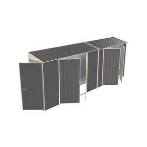 Build-a-Shed 0.8 x 5.2 x 2.0m Tunnel Shed Tunnel Hinged Door Plus Double Hinged Side Doors - Grey
