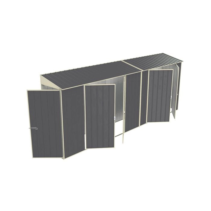 Build-a-Shed 0.8 x 5.2 x 2.0m Tunnel Shed Tunnel Hinged Door Plus Double Hinged Side Doors - Grey