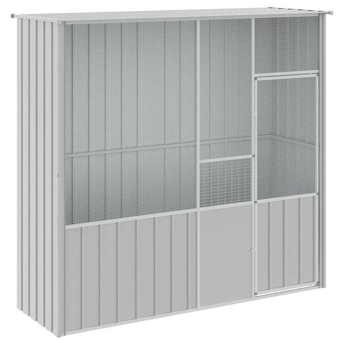 vidaXL Bird Cage Bird House Outdoor Aviary Budgie Cage Grey Galvanised Steel