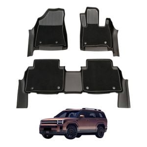 AUSGO Double-Layer Car Floor Mats for Hyundai Santa Fe 7-Seat 2024-Onwards All-Weather Floor Liners