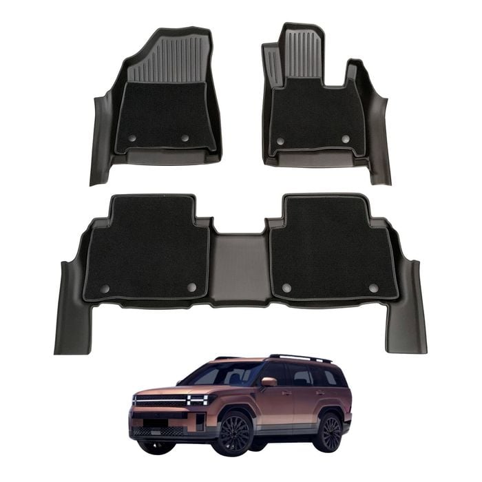 AUSGO Double-Layer Car Floor Mats for Hyundai Santa Fe 7-Seat 2024-Onwards All-Weather Floor Liners