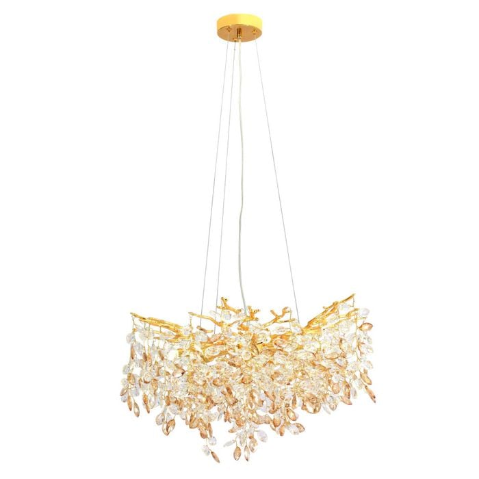 Telbix Molena Modern Pendant Hanging Lamp Light Aluminium Crystal Gold Amber Clear Gloss