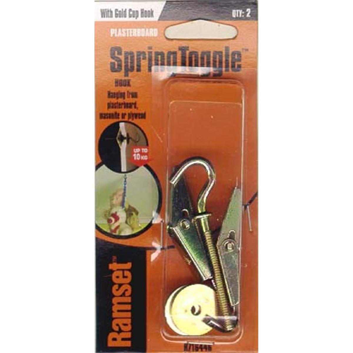 Ramset Toggle Spring Cup Hook Gold 2pk R716446 - Bunnings New Zealand