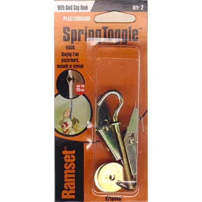Ramset Toggle Spring Cup Hook Gold 2pk R716446
