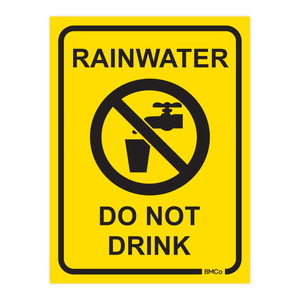 Rain Harvesting 100 x 75mm Yellow/Black Metal Rainwater Do Not Drink Sign