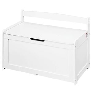 Vevor 83 X 45.49 X 61.01 Cm Wooden Toy Chest For Kids White With Flip-top Lid And Safety Hinge