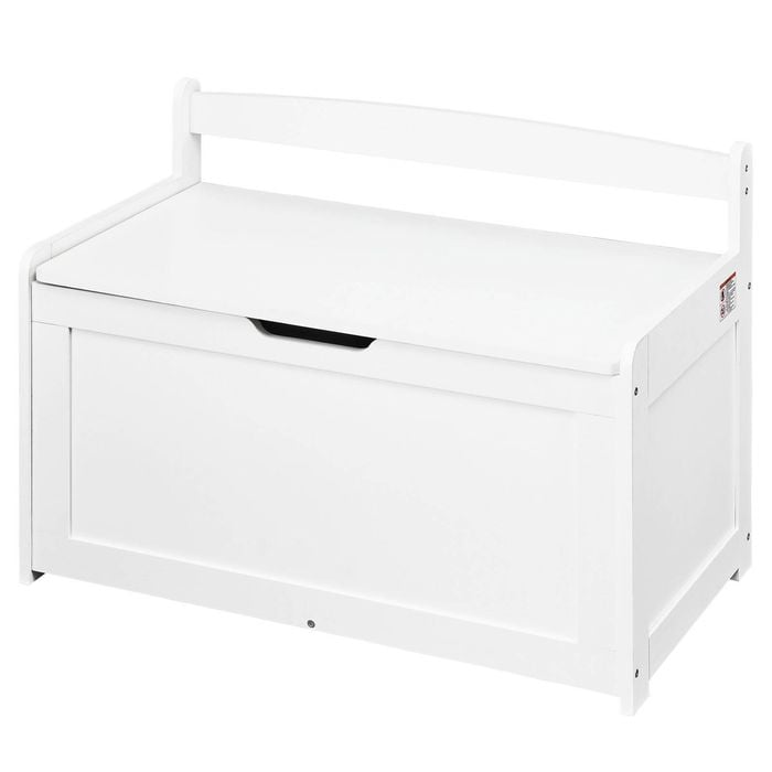 Vevor 83 X 45.49 X 61.01 Cm Wooden Toy Chest For Kids White With Flip-top Lid And Safety Hinge