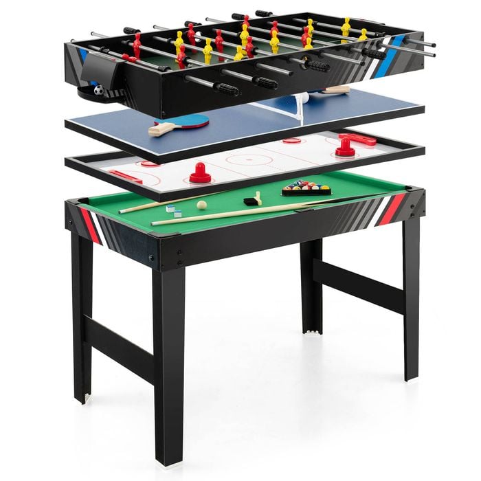 Costway 4in1 Soccer Table Set Foosball Game Air Hockey Table Billiards Table Tennis Setting