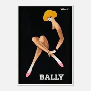 Galrie Bally Blonde Vintage Advertising Art Poster by Bernard Villemot for Home Décor, Poster Only, A3 30 x 42cm (12 x 16inch)