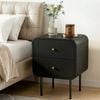 Homfurn 2-drawer Bedside Table – Side End Table, Nightstand, Metal Legs, Rounded Corners, Easy Assembly，black