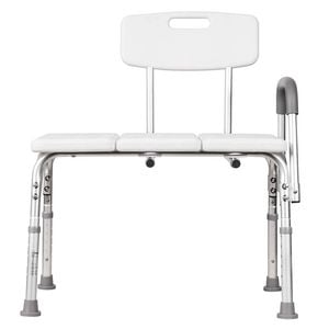 Adjustable Height Bath Transfer Bench with Backrest & Removable Arm - Safe & Comfortable Shower Support