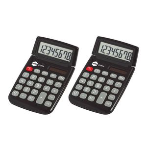 2pk Marbig Dual Solar Powered 8 Digit Pocket Handheld Calculator Office Black