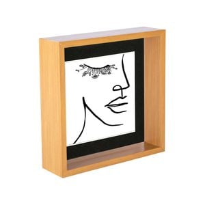 Nicola Spring 3D Deep Box Photo Frame - 8 x 8" with 6 x 6" Mount - Light Wood