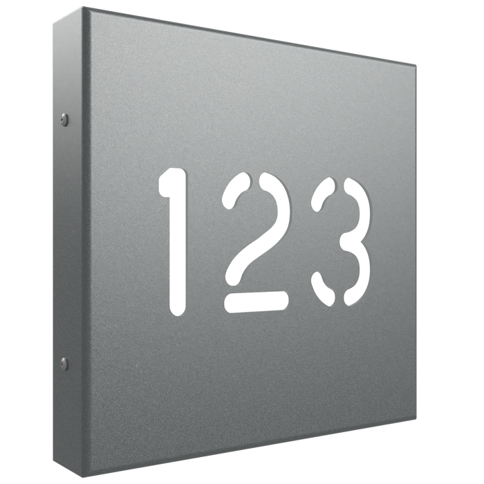 ProtectorAl 280mm x 280mm Palladium Silver Custom House Sign Aluminium Cut Through Box Sign