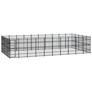 vidaXL Outdoor Dog Kennel Steel Garden Puppy Pet Enclosure Supply Cage House