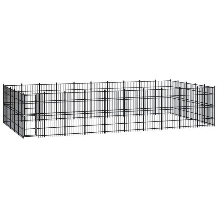 vidaXL Outdoor Dog Kennel Steel Garden Puppy Pet Enclosure Supply Cage House