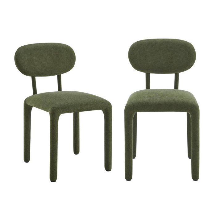 Sophie Dining Chairs Full Upholstered Set of 2 Forest Green