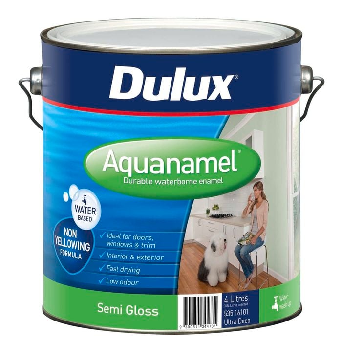 Dulux 4L Enamel Paint Aquanamel Semi Gloss Ultra Deep - 4L