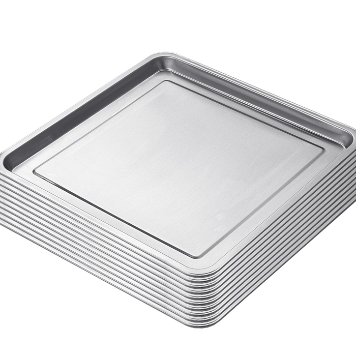 40x40cm Stainless Steel Pan Trays - 10 Pack - Silver | Stainless Steel | Small