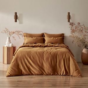 Serene 400tc Bamboo Cotton Sateen Quilt Cover Set Rust - Single Bed